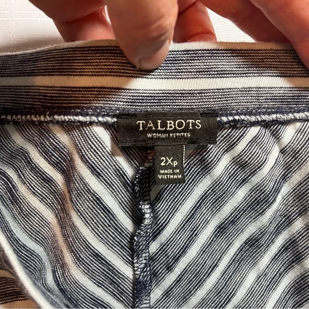 Talbots Navy & Light Blue Chevron A-Line Skirt Nautical Size 2Xp Coastal Grandma - Picture 4 of 5